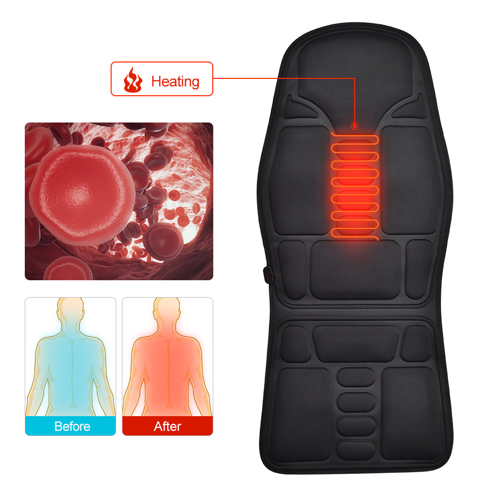 Neck & Full Back Massager, Seat Cushion, Massage Cushion With Heat and Adjustable Lumbar